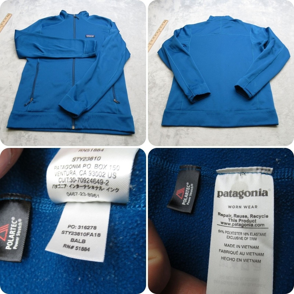 Patagonia Crosstrek Jacket Men Small Blue Polartec Power Flex LOGO Performance